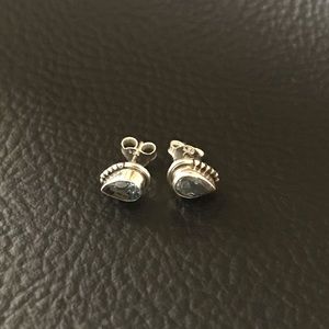 NWOT BLUE TOPAZ Pear Shaped Gemstones and 925 Sterling Silver Stud Earrings